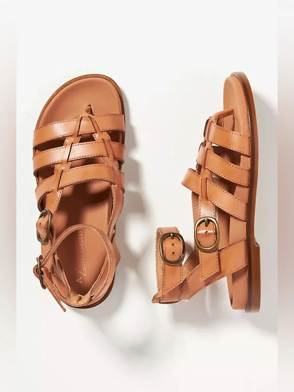 Anthropologie Brown Double Buckle Gladiator Sandals Size 36 EU